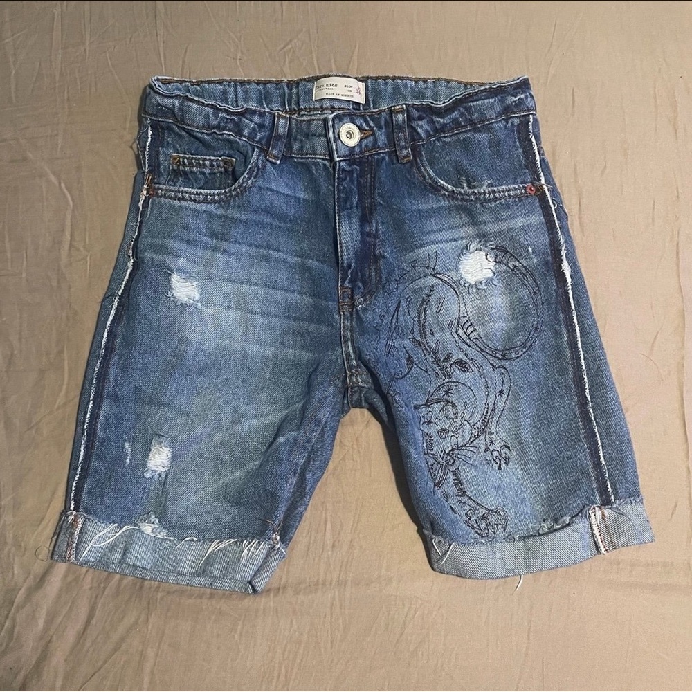 Stylish Blue Denim Shorts for Boys Zara size 10 like new - Picture 3 of 5